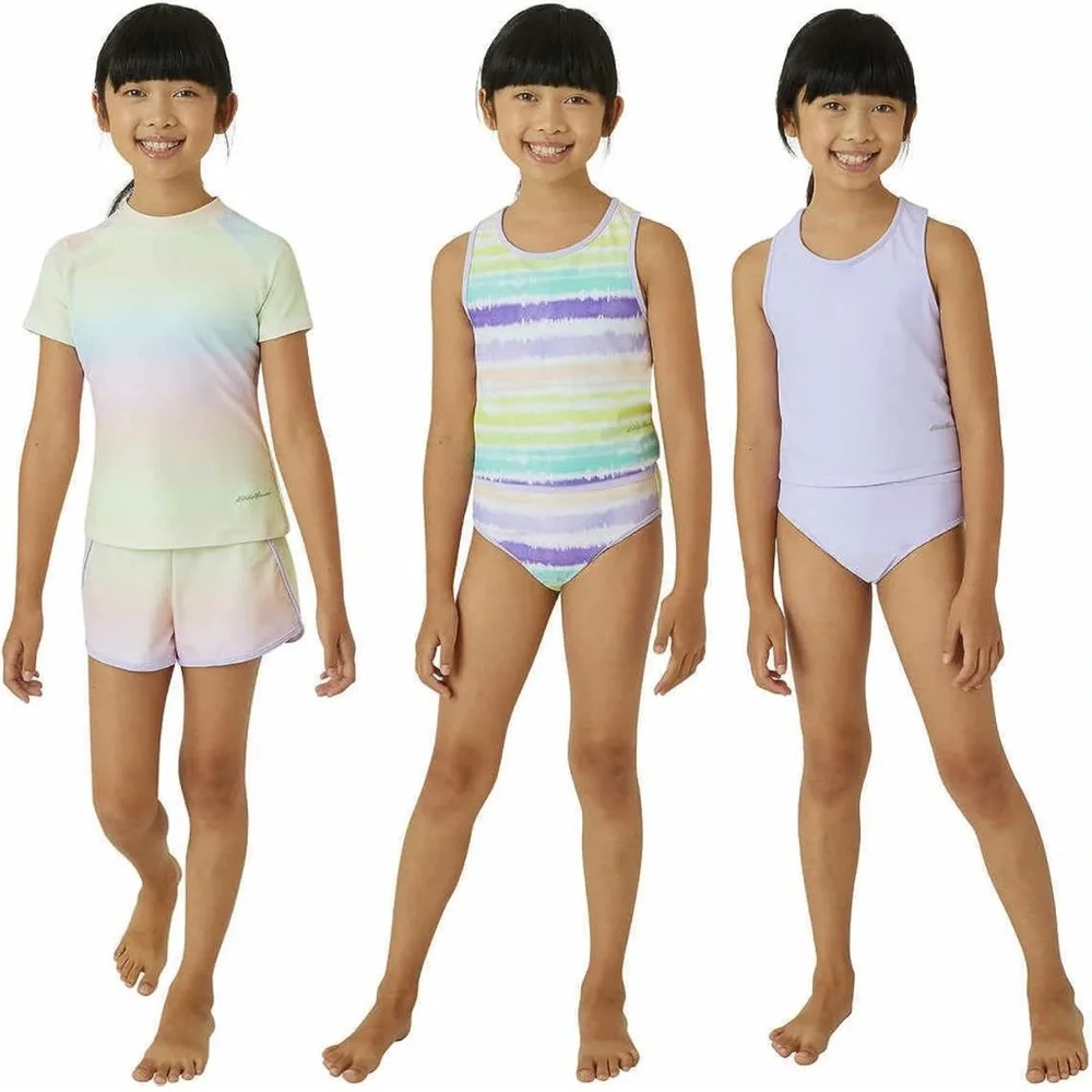 Eddie Bauer kids 4 piece mix & match reversible youth swim set